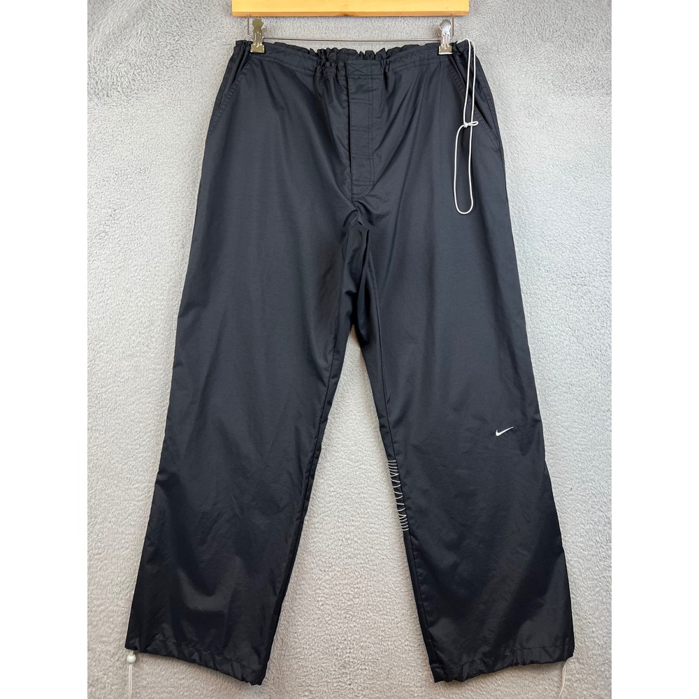 Nike Women's Black Windbreaker Track Pants Wavy Graphic Joggers  XL
